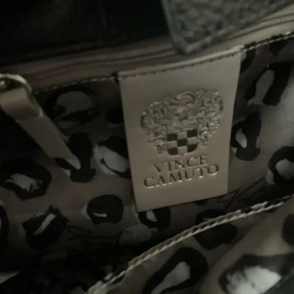 Vince Camuto Black Textured Shoulder Bag with Silver Hardware - Picture 3 of 6